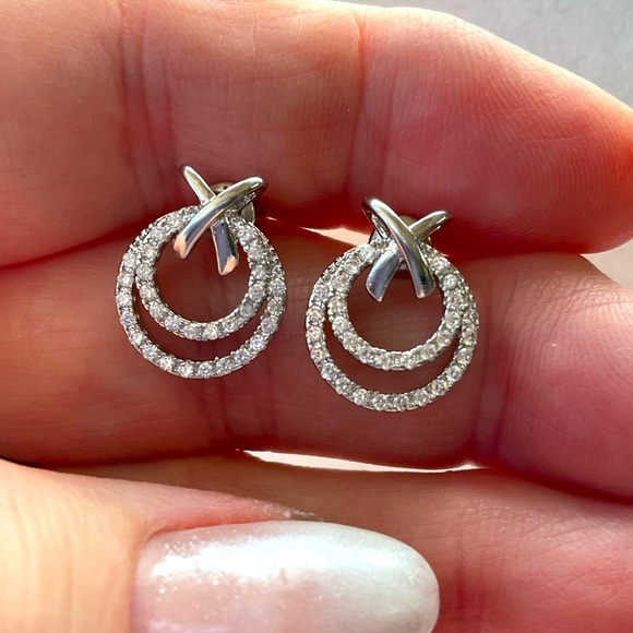 Jewelry - Sterling Silver 1.5 carat Moissanite Double Circle Stud Earrings